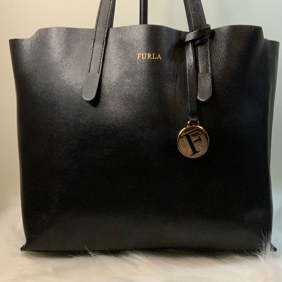 FURLA Sally Saffiano Leather Tote (EUC) Black - Picture 3 of 17